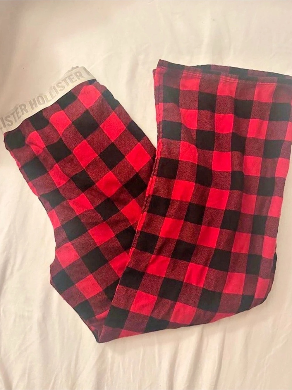 Hollister Low-Rise Logo Waist Flannel Pants Red & Black